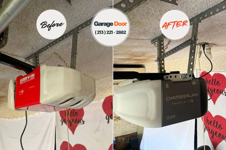 Before and after: garage door repair Ithaca, MI